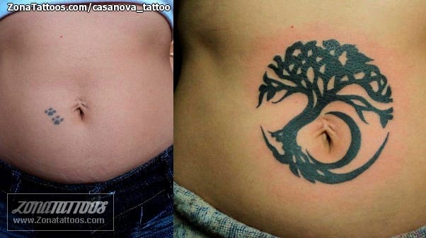 Tattoo photo Navel, Trees, Cover Up