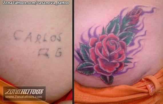 Foto de tatuaje Cover Up, Trasero, Rosas