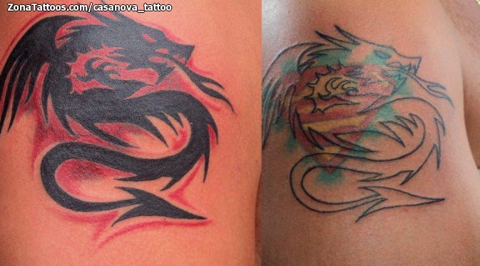 Foto de tatuaje Cover Up, Dragones, Fantasía