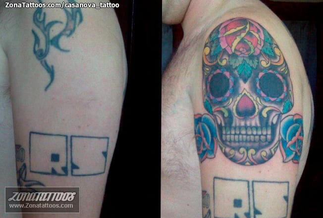 Foto de tatuaje Cover Up, Sugar Skull