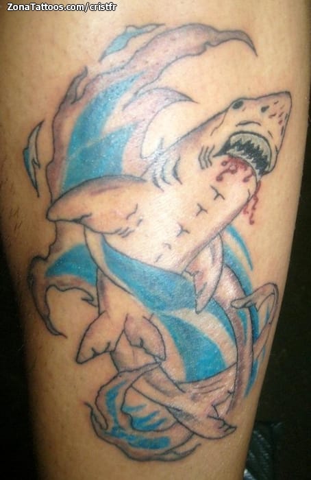 Foto de tatuaje Pierna, Animales, Tiburones