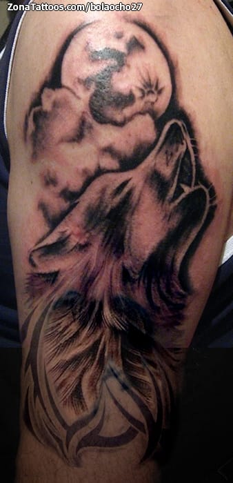 Tattoo photo Wolfs, Moons, Animals