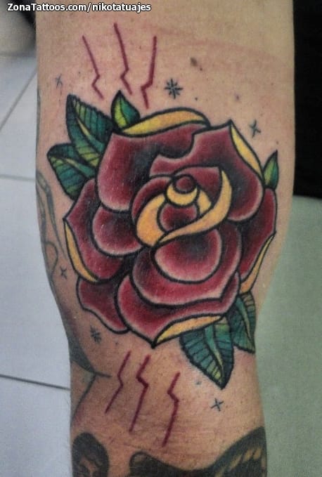 Tattoo photo Roses, Flowers, Old School