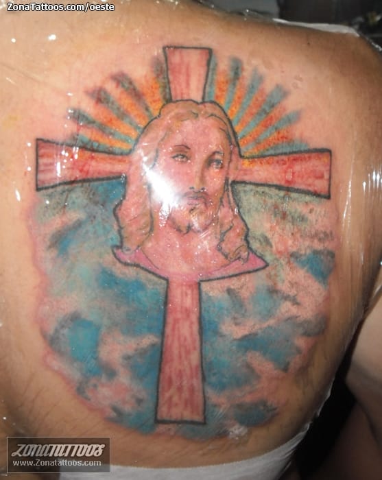 Tattoo of Christ, Religious, Clouds