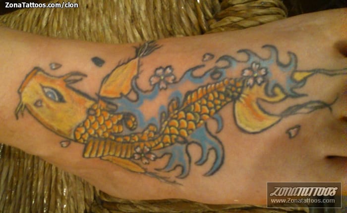 Tattoo photo Instep, Asian, Animals