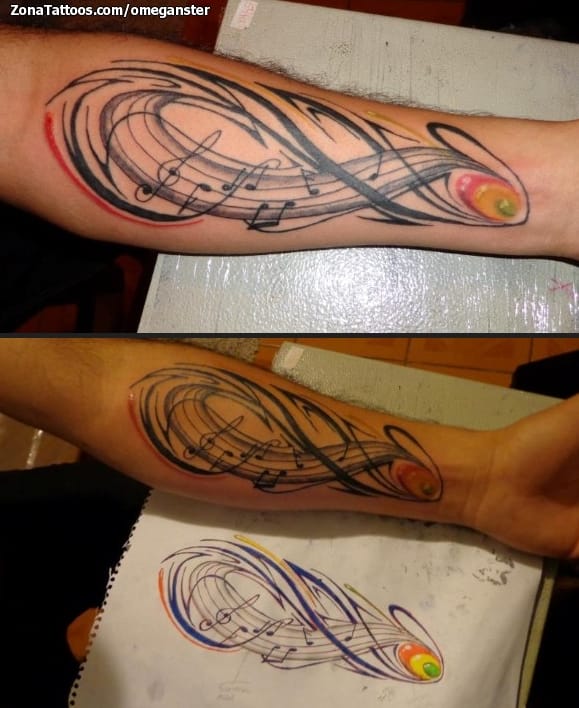 Foto de tatuaje Antebrazo, Notas Musicales