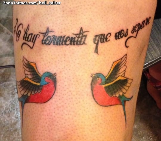 Foto de tatuaje Golondrinas, Letras, Aves