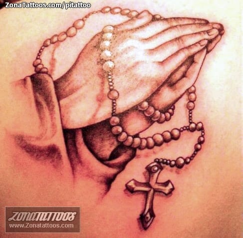 Tattoo photo Religious, Hands, Rosaries