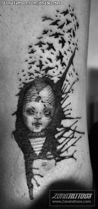 Tattoo photo Birds, Faces, Surrealism