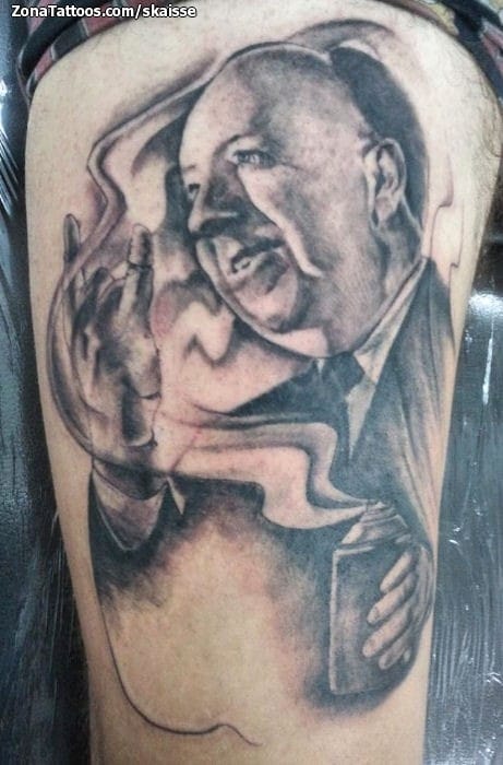 Foto de tatuaje Retratos, Personas, Alfred Hitchcock