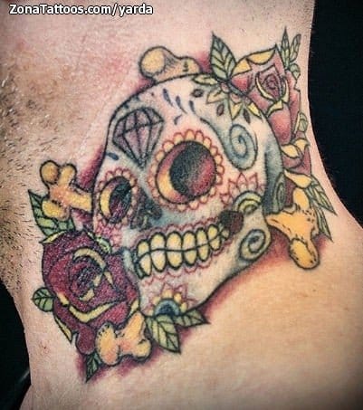 Foto de tatuaje Cuello, Calaveras, Sugar Skull