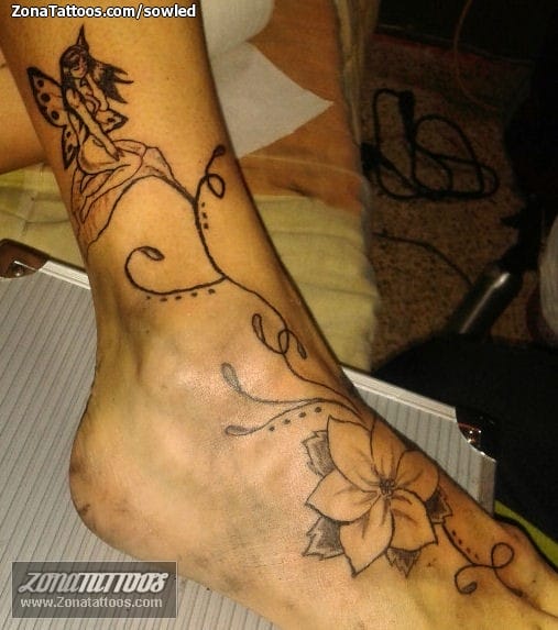 Tattoo photo Fairies, Flowers, Instep