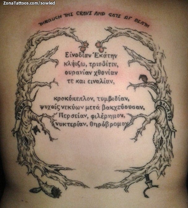 Foto de tatuaje Árboles, Griego, Frases