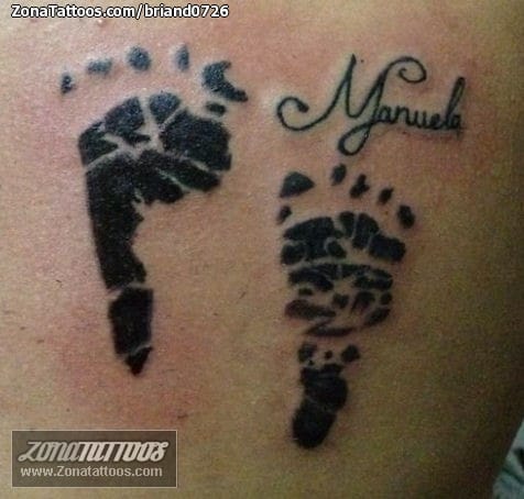 Tattoo photo Footprints, Names, Manuela