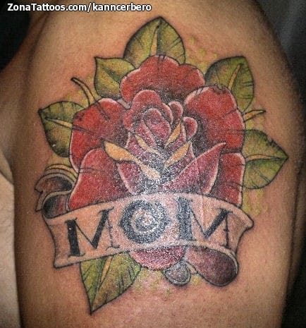 Tattoo photo Flowers, Roses, Letters