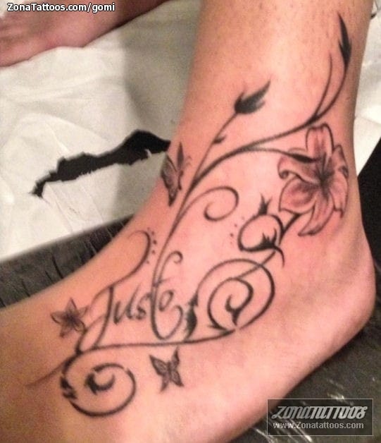 Tattoo photo Vines, Names, Flowers