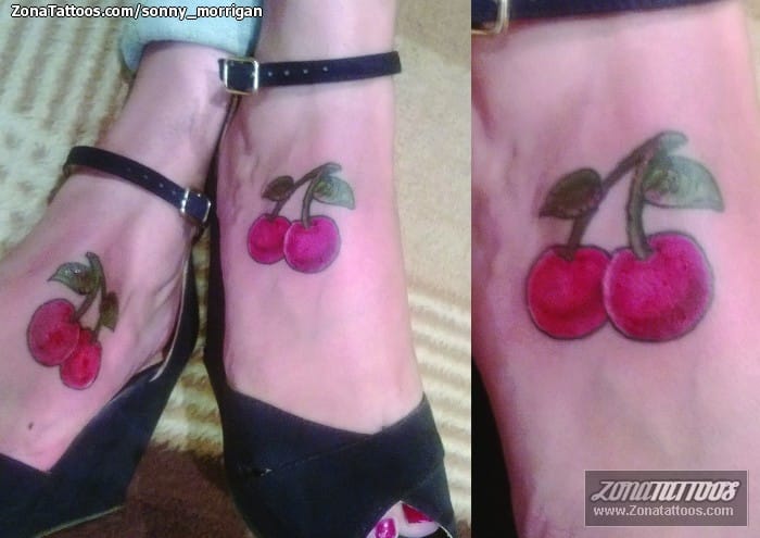 Foto de tatuaje Cerezas, Empeine