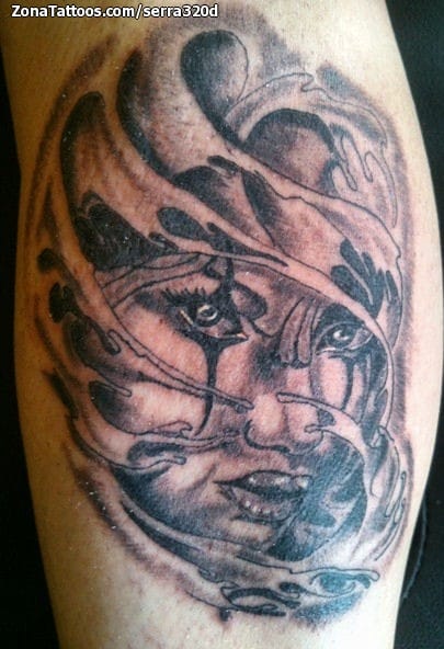 Tattoo photo Faces, Calf