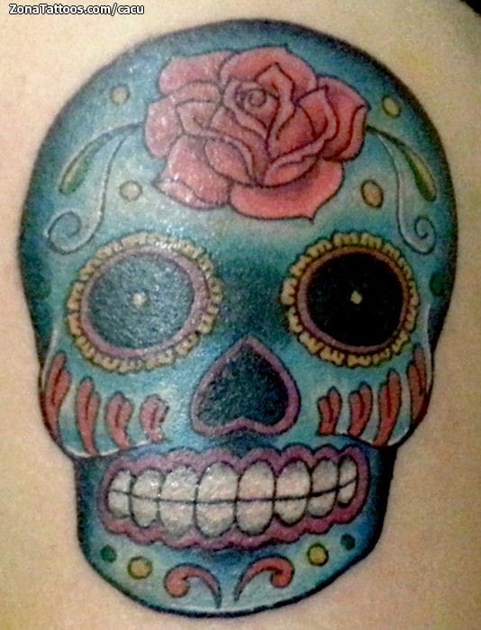 Foto de tatuaje Calaveras, Sugar Skull, Flores