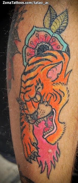 Foto de tatuaje Tigres, Animales, Pierna