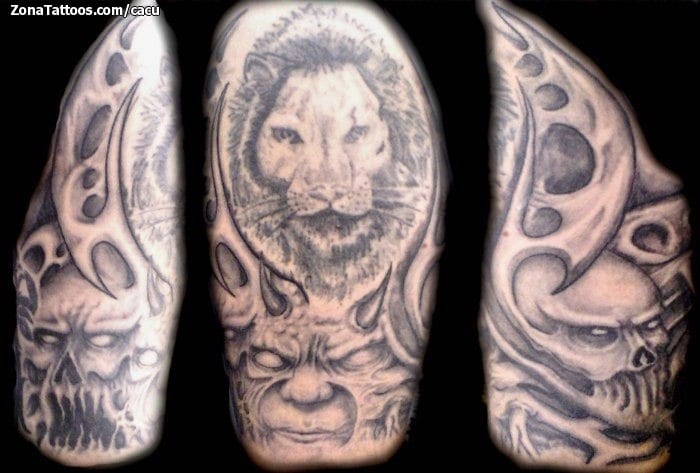 Foto de tatuaje Calaveras, Demonios, Leones