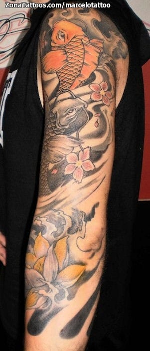 Tattoo photo Koi, Fish, Flowers