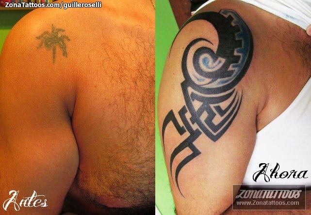 Foto de tatuaje Cover Up, Tribales, Hombro