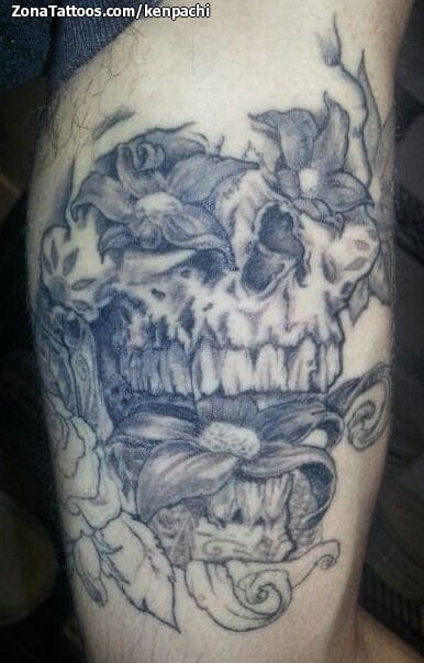 Tattoo photo Flowers, Skulls