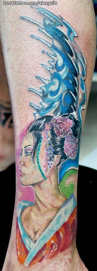 Tattoo photo Asian, Flowers, Water