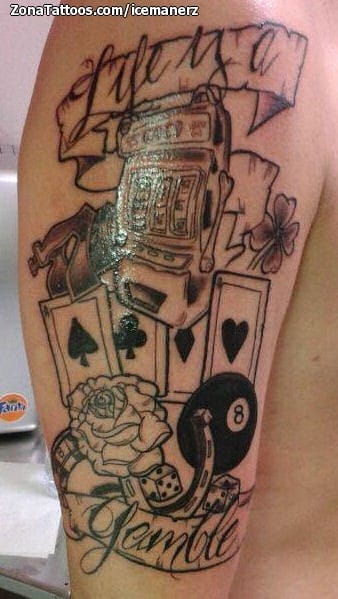 Tattoo of Cards, Flowers, Dice