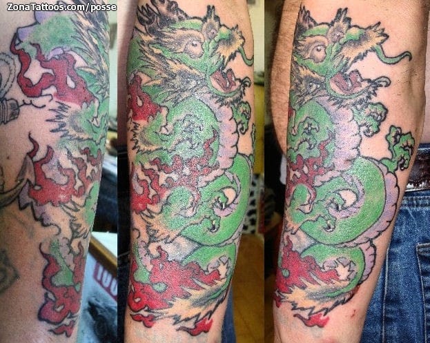 Tattoo photo Forearm, Asian, Dragons