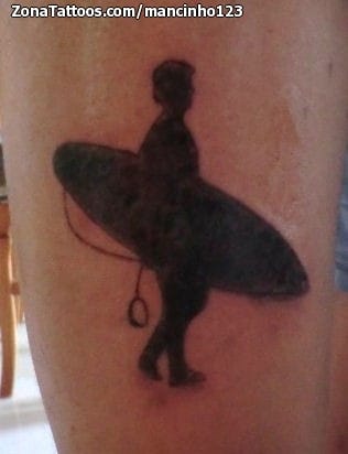 Tattoo photo Surfing, Silhouettes, Leg