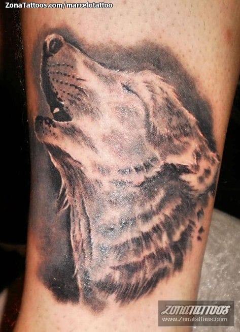 Foto de tatuaje Lobos, Animales, Pierna