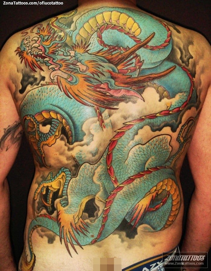 Foto de tatuaje Dragones, Orientales, Espalda