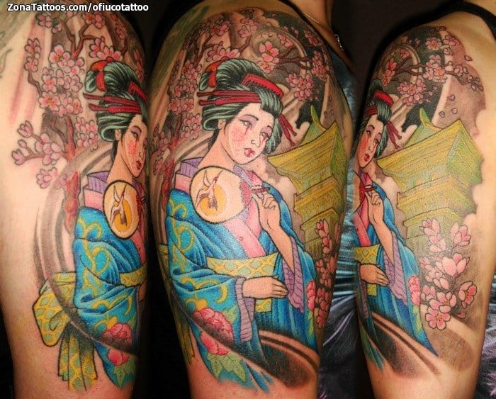 Foto de tatuaje Geishas, Orientales, Flores
