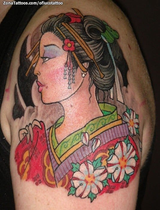 Tattoo photo Asian, Geisha, Shoulder