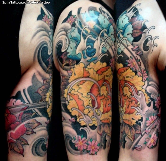 Tattoo photo Peonies, Asian, Arm