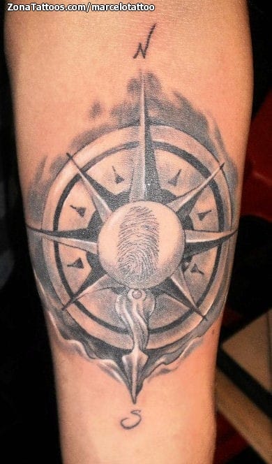 Tattoo photo Compass rose, Arm