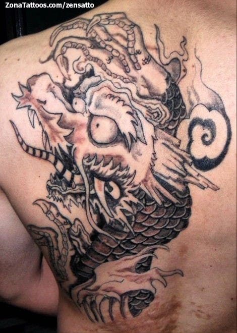 Foto de tatuaje Dragones, Orientales, Espalda