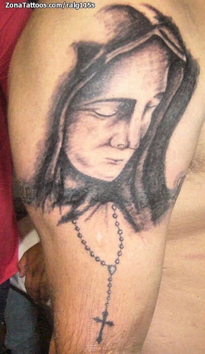 Tattoo photo Religious, Faces, Rosaries