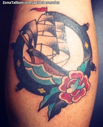 Foto de tatuaje Barcos, Flores