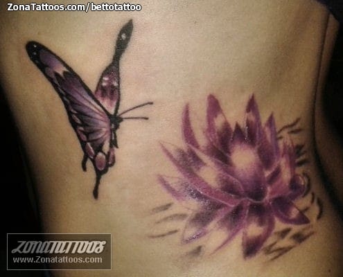 Foto de tatuaje Flores, Mariposas, Lotos