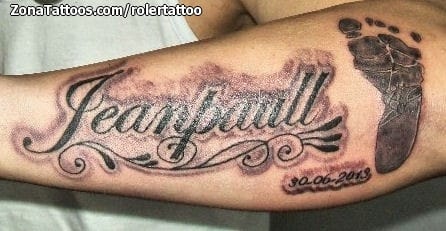 Tattoo photo Names, Letters, Footprints