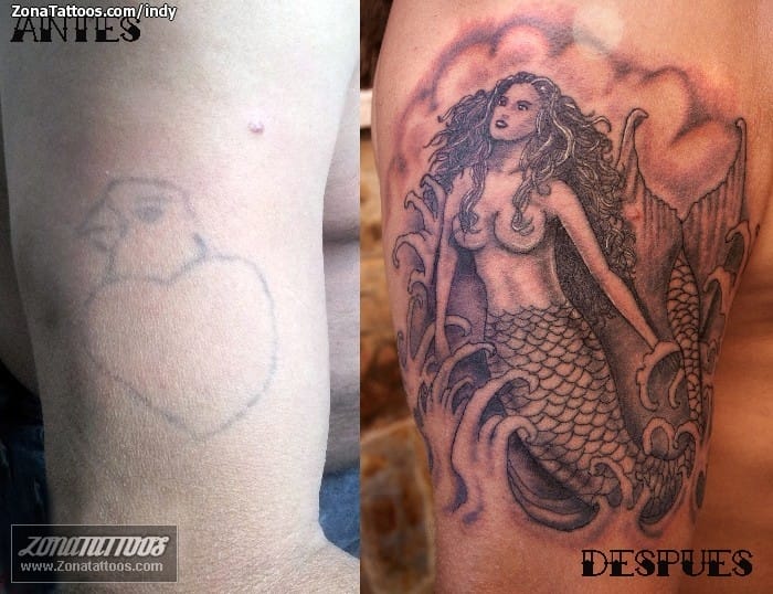 Foto de tatuaje Fantasía, Cover Up, Sirenas