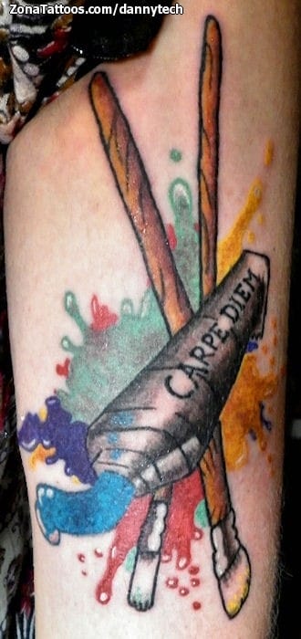 Tattoo photo Carpe Diem, Brushes