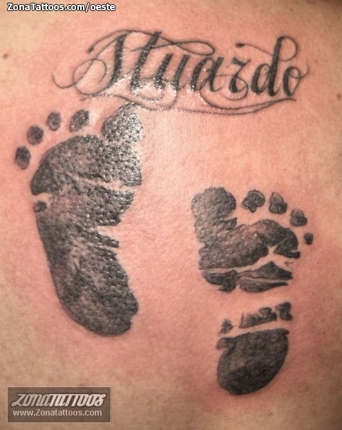 Tattoo photo Footprints, Names, Letters