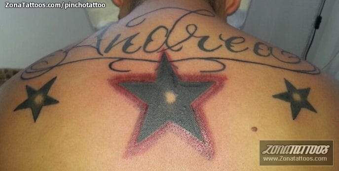 Tattoo photo Stars, Letters, Back