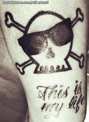 Tattoo photo Skulls, Glasses, Letters