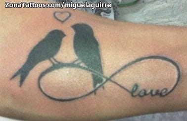 Foto de tatuaje Aves, Siluetas, Infinitos