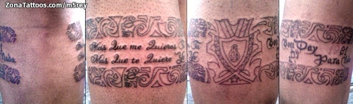 Foto de tatuaje Brazaletes, Escudos, Letras